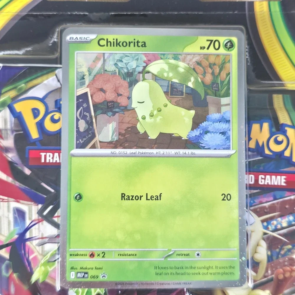 Pokemon TCG Mega Evolution Perfect Order 3-Pack Blister Chikorita Promo Sealed